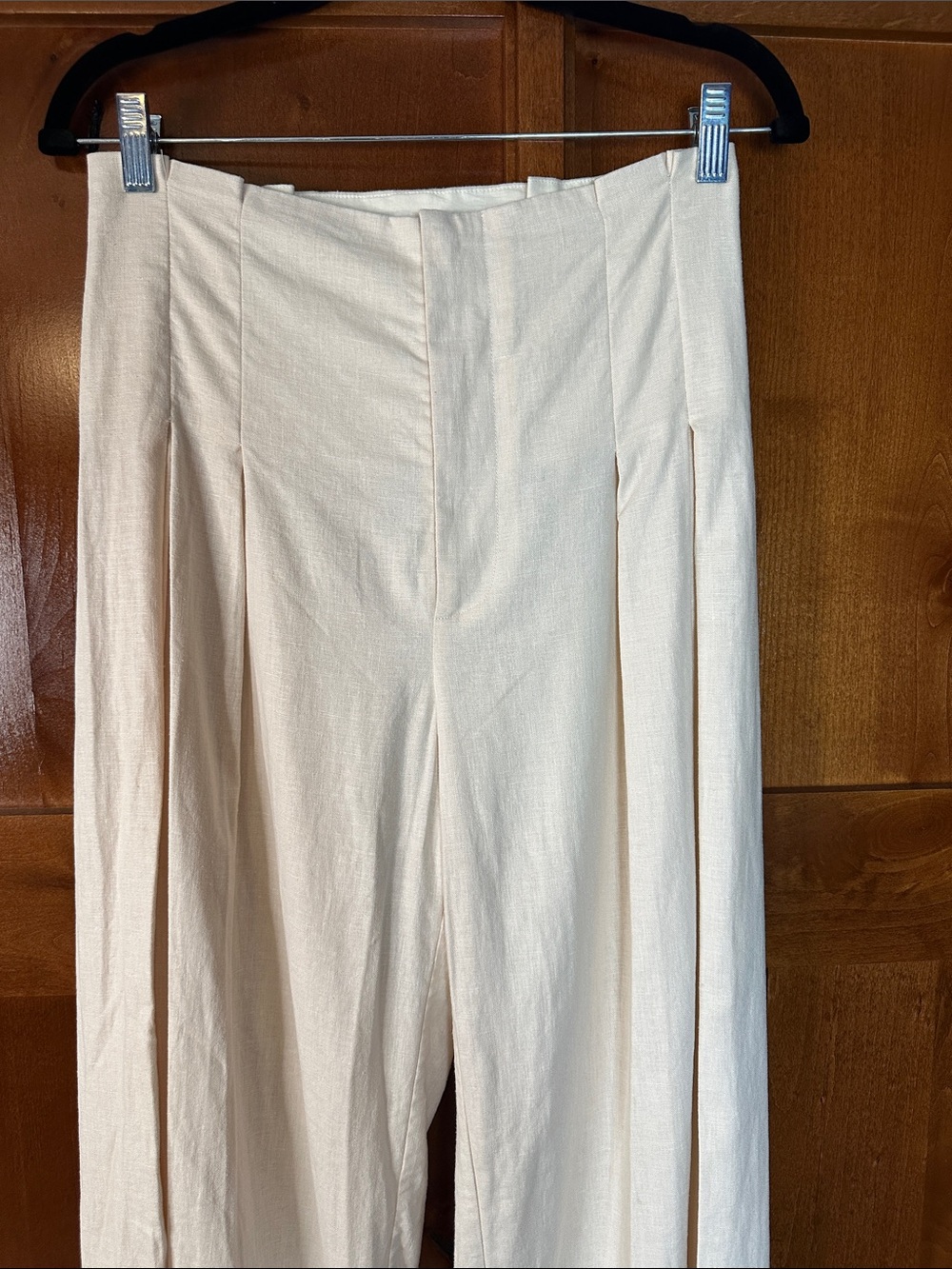 St. Agni Cream Linen Wide Leg Pleated Pants M - Picture 5 of 10